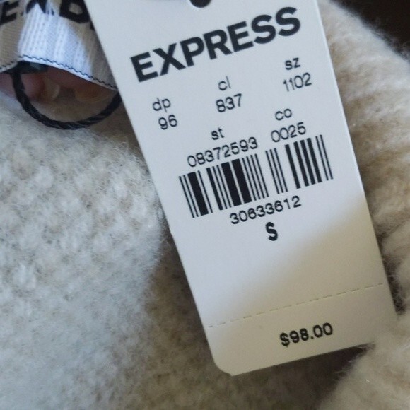 Express NWT turtleneck cream camouflage wool blend sweater, asymmetrical S - Picture 6 of 9